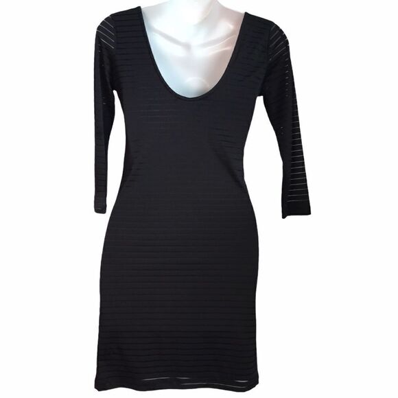 Forever 21 Black Striped Scoop Neck Bodycon Mini Dress Small - Picture 4 of 15